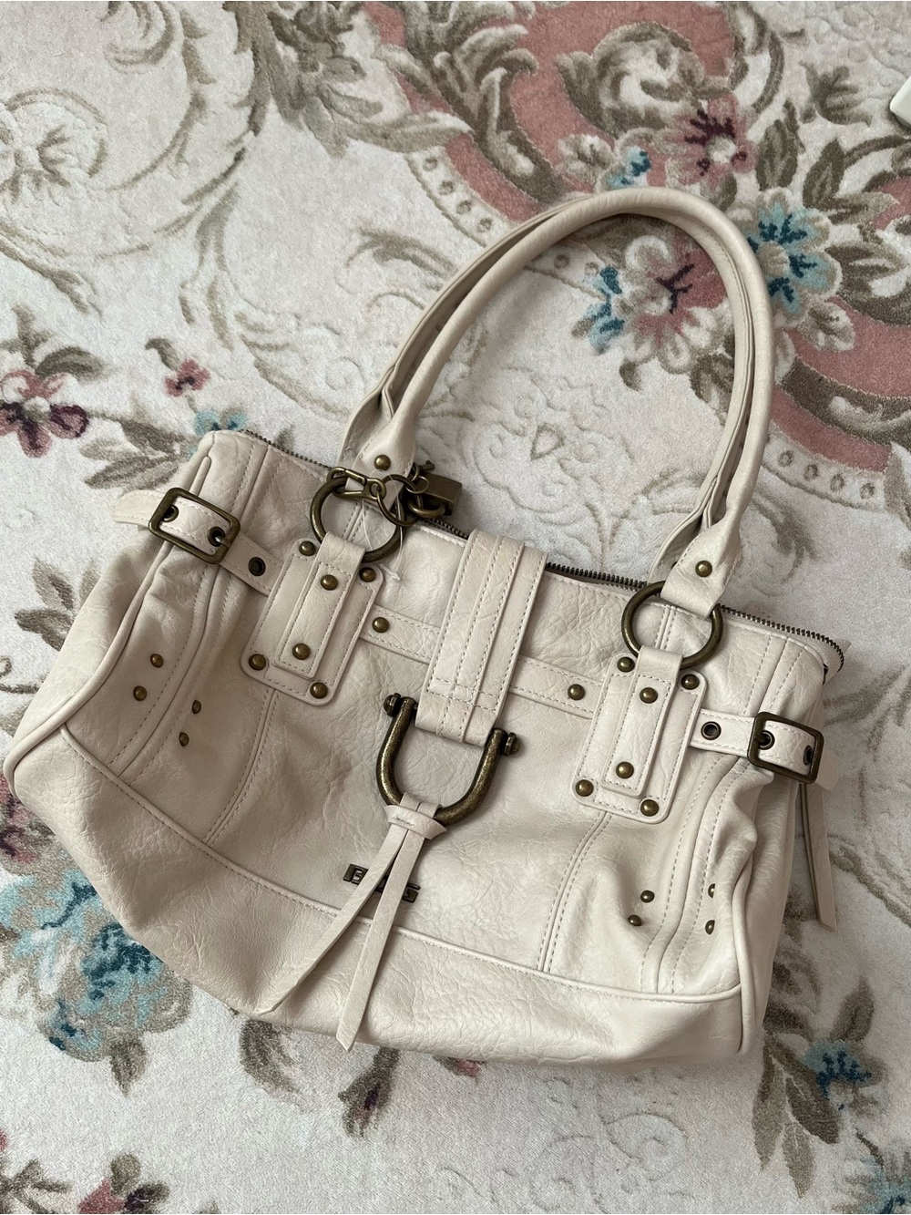 BDG Cream Shoulder Bag with Antique Gold Hardware